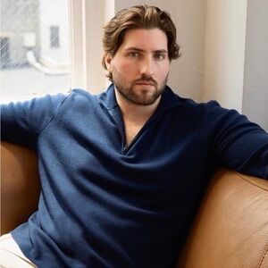 BRIC Half-Zip Sweater | 100% Merino Wool |Almond| Men Plus size